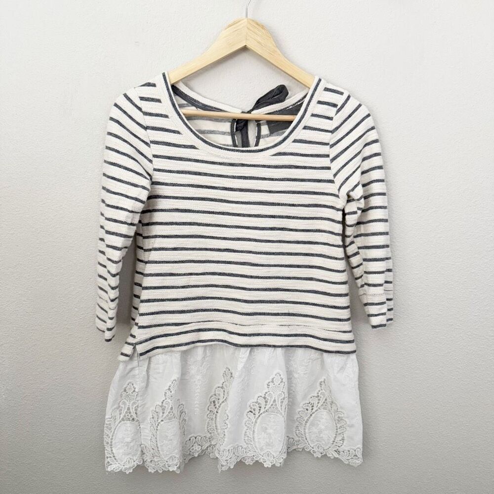 SUNDAY IN BROOKLYN x ANTHROPOLOGIE | Striped Blue Cream White Lace Bow | Medium - Picture 2 of 9
